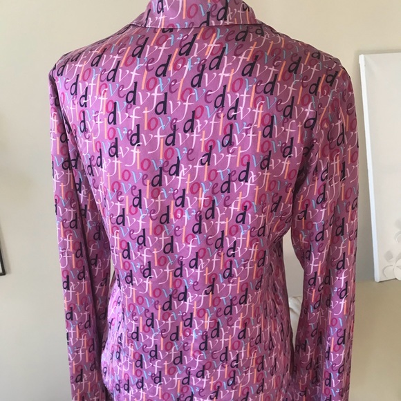 Vintage Diane Von Furstenberg Pink Silk DVF Logo Print Luxe Pajamas Size Medium - Picture 5 of 8